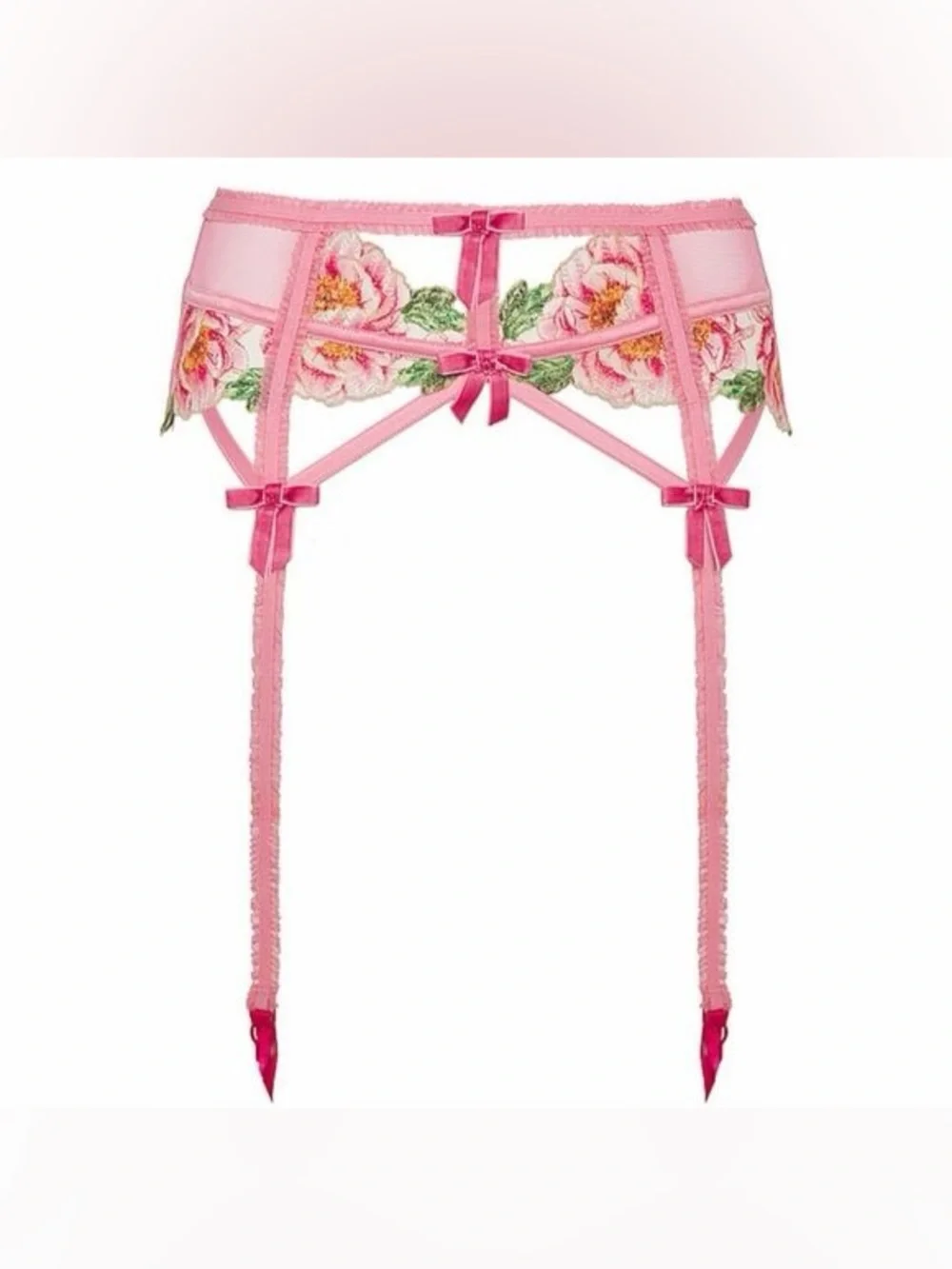 For Love & Lemons Ladies Pink Needle Point Rose Garter Size XS NWT